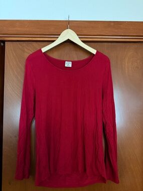 Soma Vibrant Red Scoop-Neck Long Sleeve Tee